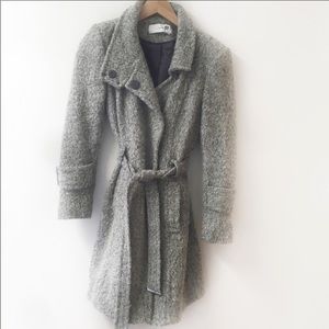 Tahari Wool Blend Snap Up Belted Coat, gray, Small